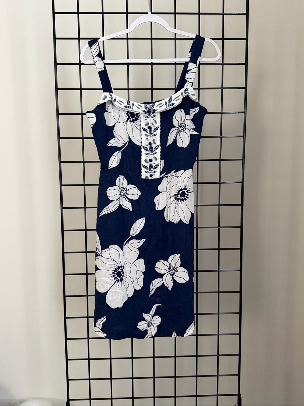 Draper James Navy Floral Midi Dress with White Print